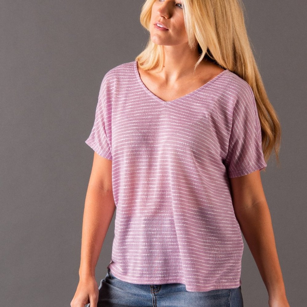 Agnes & Dora Canyon Top Boxy Lavender Stripe Size Small NWT